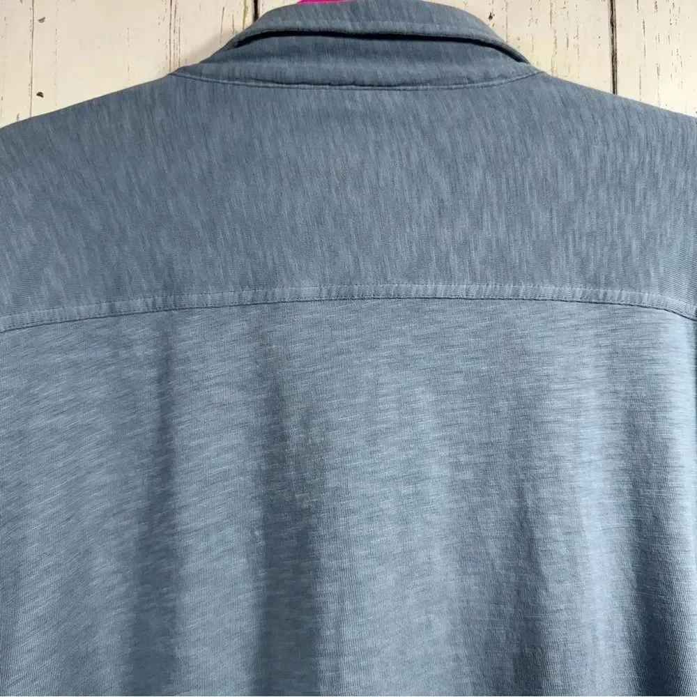 J.Crew Blue Garment Dyed Slub Cotton Knit Button Front Shirt XXL Coastal Casual